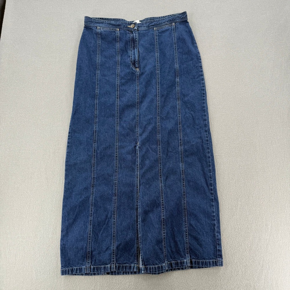 Vintage Denim Blue Jean A Line Maxi Skirt Women Size 14T / Tall